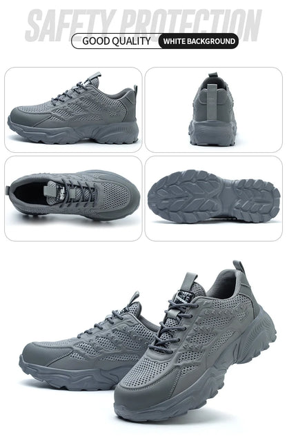 Summer Work Shoes with protection breathable Lightweight ShoesSteel Toe Shoes Men  Anti-smashing Industrial Safety Shoes