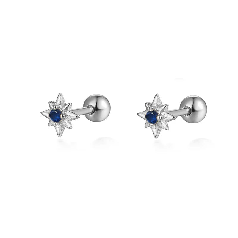 925 Sterling Silver Fashion Love Butterfly Romantic Star Crown Screw Stud Earrings for Women Ear Bone Piercing Jewelry