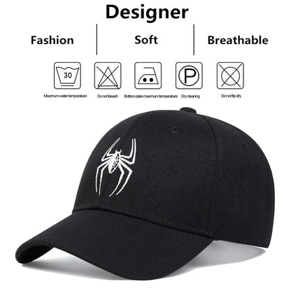 Unisex Spider Embroidery Baseball Caps Spring Autumn Outdoor Adjustable Casual Hats Sunscreen Hat