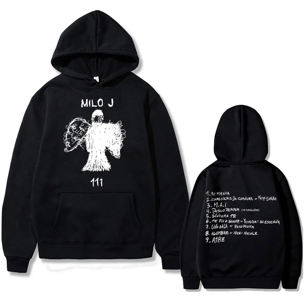 Rapper Milo J 111 Album Graphic Hoodie Men Women Hip Hop Fashion Oversized Hooded Sweatshirt Men's Casual Fleece Cotton Hoodies