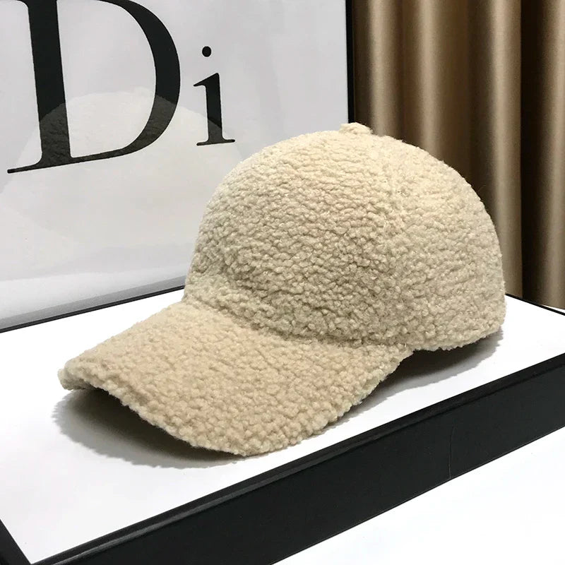 Winter Hats For Women Baseball Caps Plush Thickened Warm Baseball Cap Female Casual Solid Color Fashion Design Outdoor