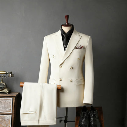 New Classic Business Men's 2-Piece Suit Jacket Pants Slim Fit Groom Formal Event Men Clothing Temperament Wedding Dating Office