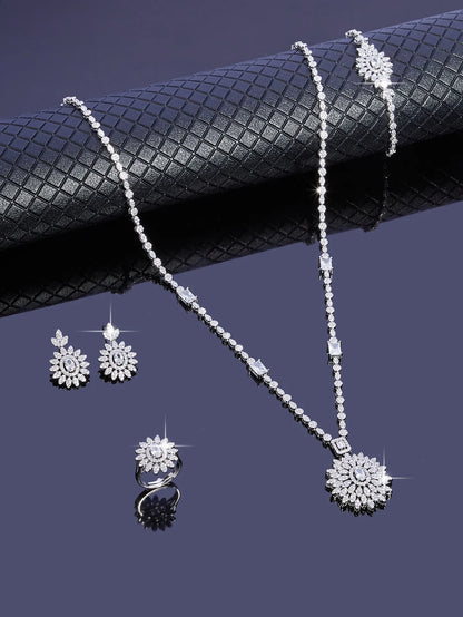 Sweater Long Necklace Earring Jewelry Sets For Women Wedding Party Zircon CZ African Dubai Bridal Jewelry 2024