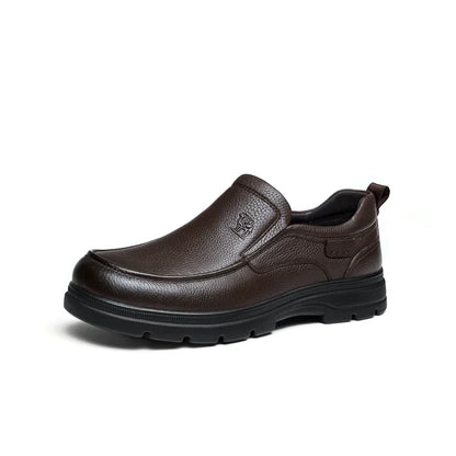Golden Camel Men's Shoes 2026 New Business Casual Soft Sole Leather Shoes Brand Design Soft Soles Non-slip Velvet Warm Loafers
