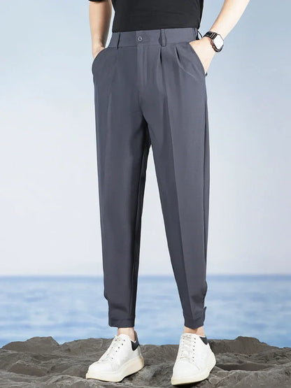 Korean Fashion Summer Men's Casual Harem Pants High Street Loose Bound Feet Sweatpants Male Black Gray White Jogging Trousers
