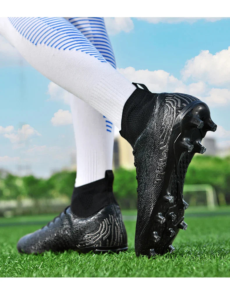 Men & Women AG Stud Leather Football Shoes, Anti-slip, for adult & student training, artificial and natural grass pitches
