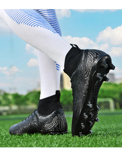Men & Women AG Stud Leather Football Shoes, Anti-slip, for adult & student training, artificial and natural grass pitches