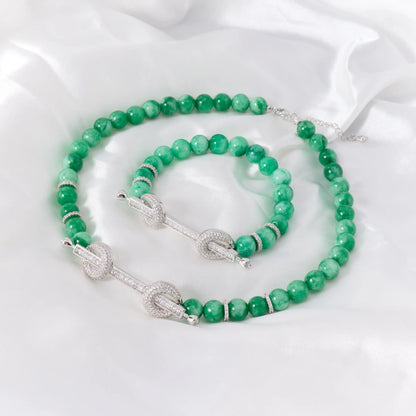 015810 Beaded Choker for Women Color Natural Stone Necklace Set Daily Wear Ceremony Engament Cocktail Party Jewelry Accessories