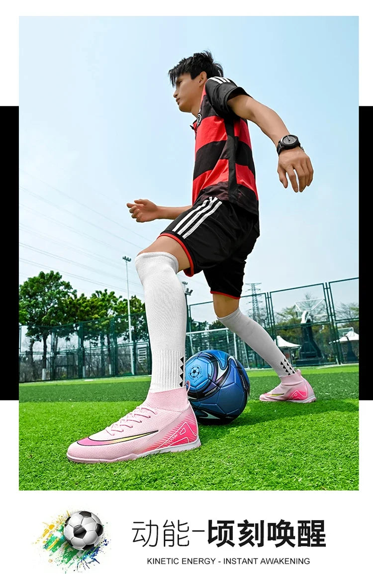 New Men Football Boots Match Outdoor Long Spikes Soccer Shoes Cleats Comfortable Training Sport Adult Breathable Boys Non Slip