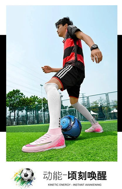 New Men Football Boots Match Outdoor Long Spikes Soccer Shoes Cleats Comfortable Training Sport Adult Breathable Boys Non Slip