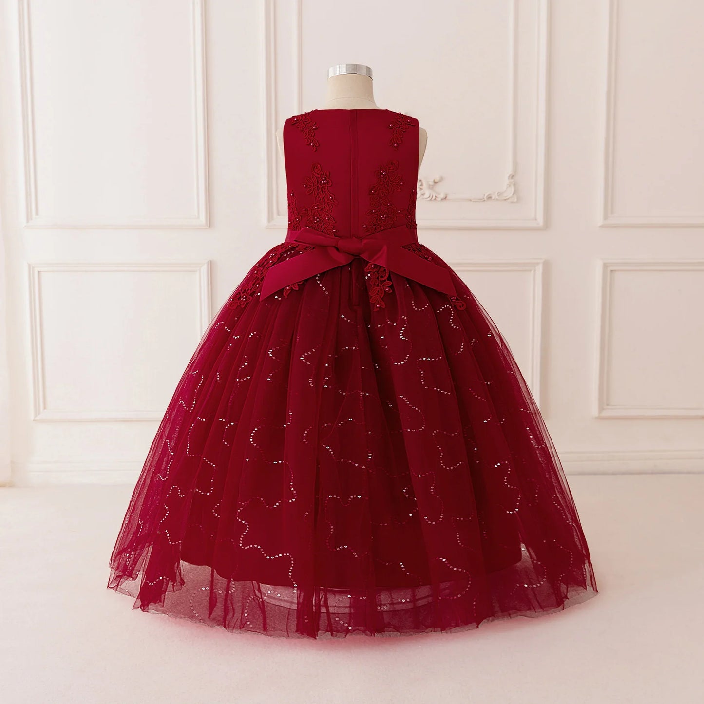 Summer Flower Baptism Bridesmaids Girls Dress Tulle Wedding Birthday Princess Party Dress Girls Graduation Evening Kids Clothing