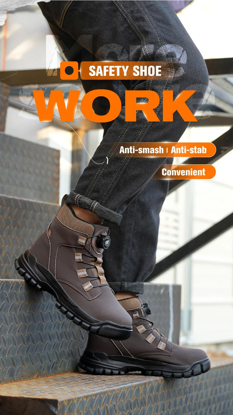 Waterproof Safety Boots Men Indestructible Steel Toe Work Boots Anti-smash Stab-resistant Safety Shoes Biker Botas Para Hombre