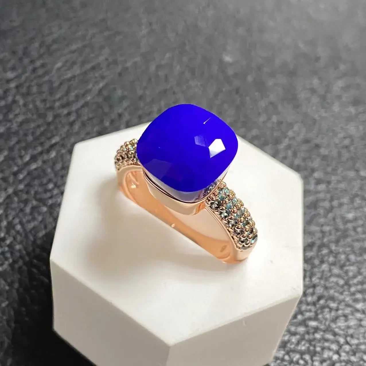 10.6mm Topaz Ring For Women Inlay Light Blue Zircon Candy Water Drop Crystal Ring Rose Gold Plated Jewelry Gift