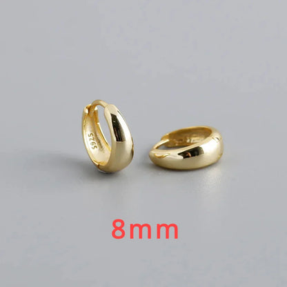 100% 925 Sterling Silver 18K 6/7/8/9/10mm Round Hoop Earrings for Women Classic Fine Jewelry Minimalist Accessories
