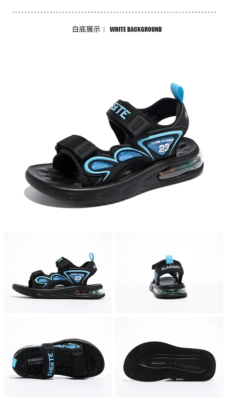 Summer Children's Sandals Outdoor Water Beach Breathable Speed Drying Shoes Boys Open Toe PU Air Cushion Sandals 28-39