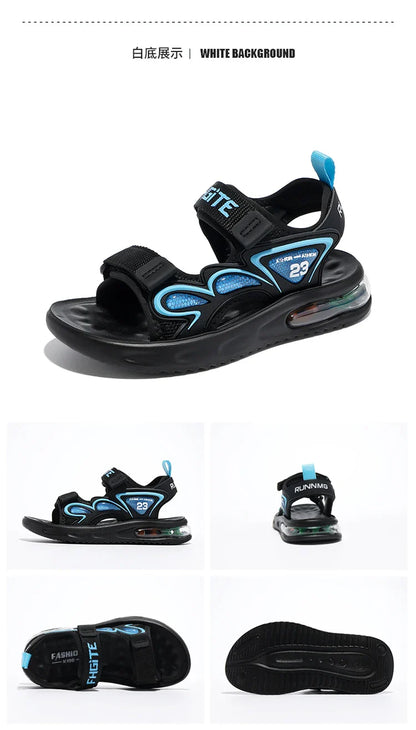 Summer Children's Sandals Outdoor Water Beach Breathable Speed Drying Shoes Boys Open Toe PU Air Cushion Sandals 28-39