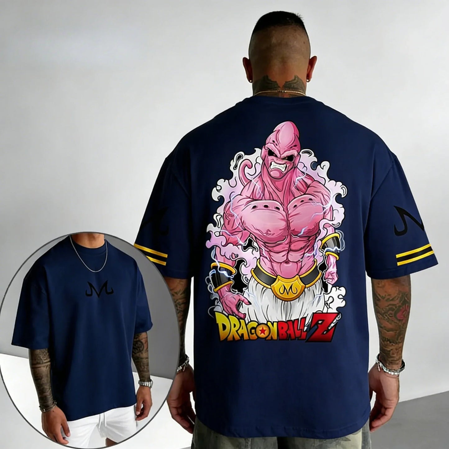 Anime Cotton T-shirt Summer New Majin Buu Printed Men's and Women's Trendy Loose Casual Short Sleeve Top