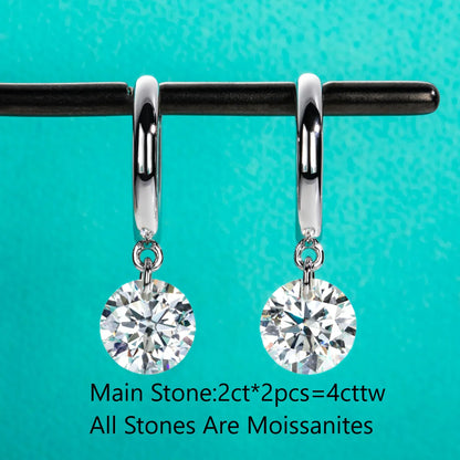 4cttw Moissanites Hoop Women's Earrings 925 Sterling Silver Lab Created Diamond Drop Earrings Women Jewelry Wholesale