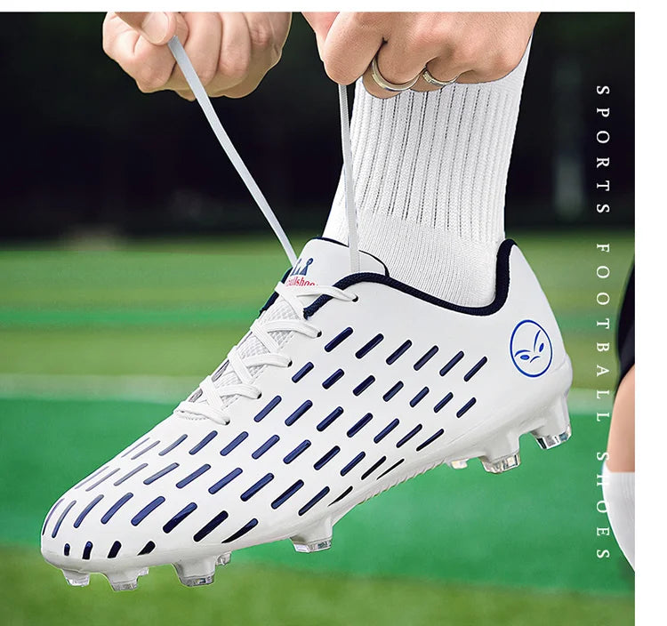 New Children Football Soccer Boots Soccer Shoes Kids Boy Girl Sneakers New Leather High Top Soccer Cleats Training Men