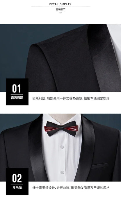Formal Suit Set Coat Vest Trousers Business Groom Wedding Dress Blazer Pants suit men trajes de boda para hombre completos