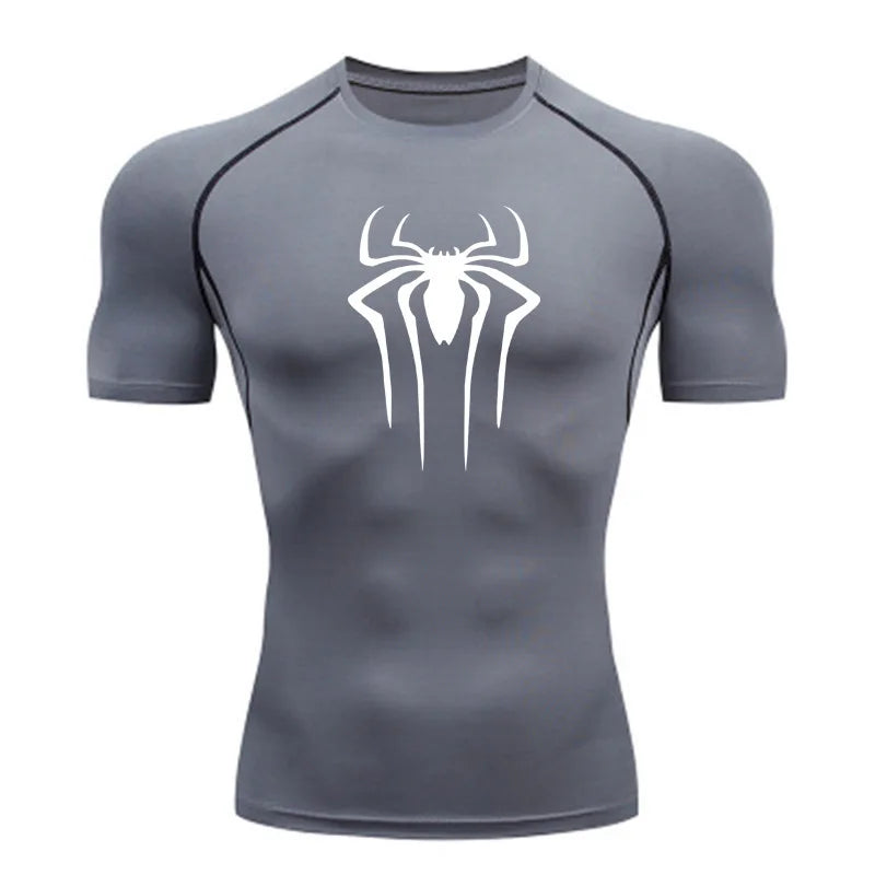 Nova Camiseta de Compressão Masculina Fitness Academia Super Herói Esporte Corrida Camisa Rashguard Tops Secagem Rápida Manga Curta Para Homens