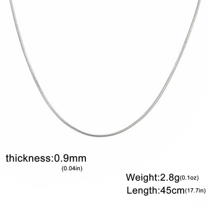 Round Snake Chain Necklace for Women Men Stainless Steel Link Chain 0.9mm 1.2mm 2mm Chains Choker Fashion Jewelry Gifts