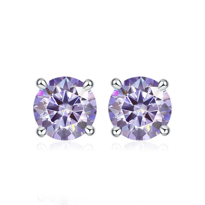 0.5ct 1ct 2ct Moissanite Stud Earrings for Women 925 Sterling Silver Pink Black Blue Grey Sparkling Lab Diamond Earring