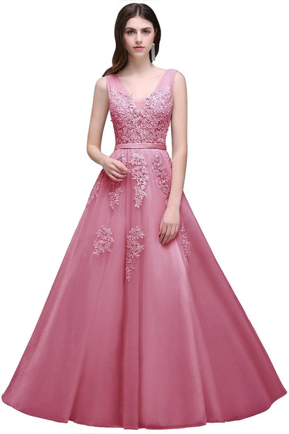 Vestido De Festa Elegante De Tule Com Apliques E Miçangas Vestido De Madrinha Com Decote V Presente De Aniversário Vestidos De Fiesta Em Estoque
