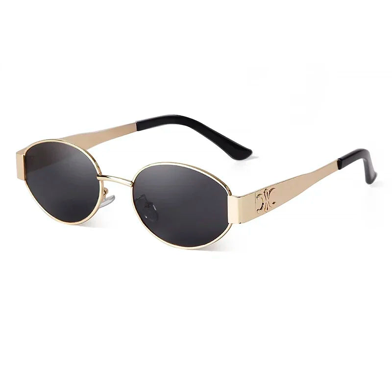 Sunglasses for Women Retro Metal Oval Men Luxury Brand Designer