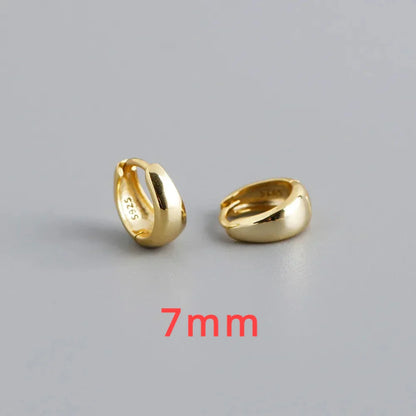 100% 925 Sterling Silver 18K 6/7/8/9/10mm Round Hoop Earrings for Women Classic Fine Jewelry Minimalist Accessories