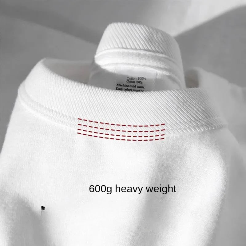 600grams 100% Cotton Men Oversized Heavyweight T Shirt Summer Women Short Sleeve Top Casual Men's Tees