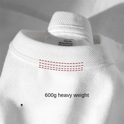 600grams 100% Cotton Men Oversized Heavyweight T Shirt Summer Women Short Sleeve Top Casual Men's Tees