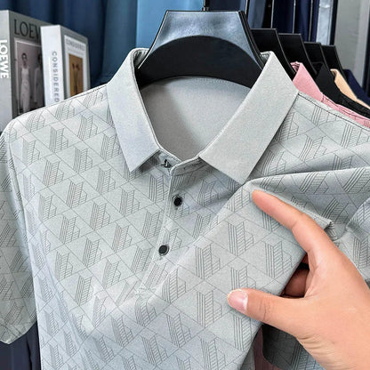 Hot Luxury Brand Man Short-Sleeved Polo Shirt Button Lapel European American Style Spring New T-Shirt Casual Fashion Men's Wear