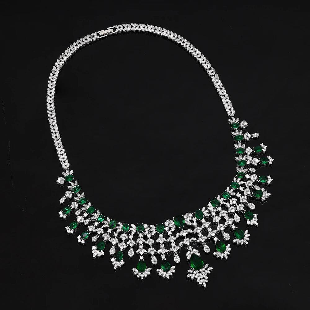 2024 New 4-piece Bridal Cubic Zirconia Full Set Women's Party Jewelry Set, Deluxe Dubai Nigeria Crystal Wedding Jewelry Set