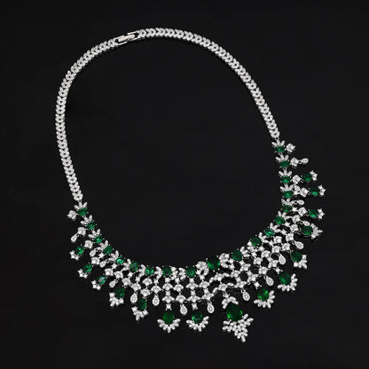 2024 New 4-piece Bridal Cubic Zirconia Full Set Women's Party Jewelry Set, Deluxe Dubai Nigeria Crystal Wedding Jewelry Set