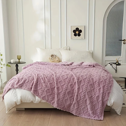 Luxury Plush Fleece Blanket, Ultra Soft Warm Light Beige Throw for Bed & Couch, Cozy French Style Bedding, Machine Washable