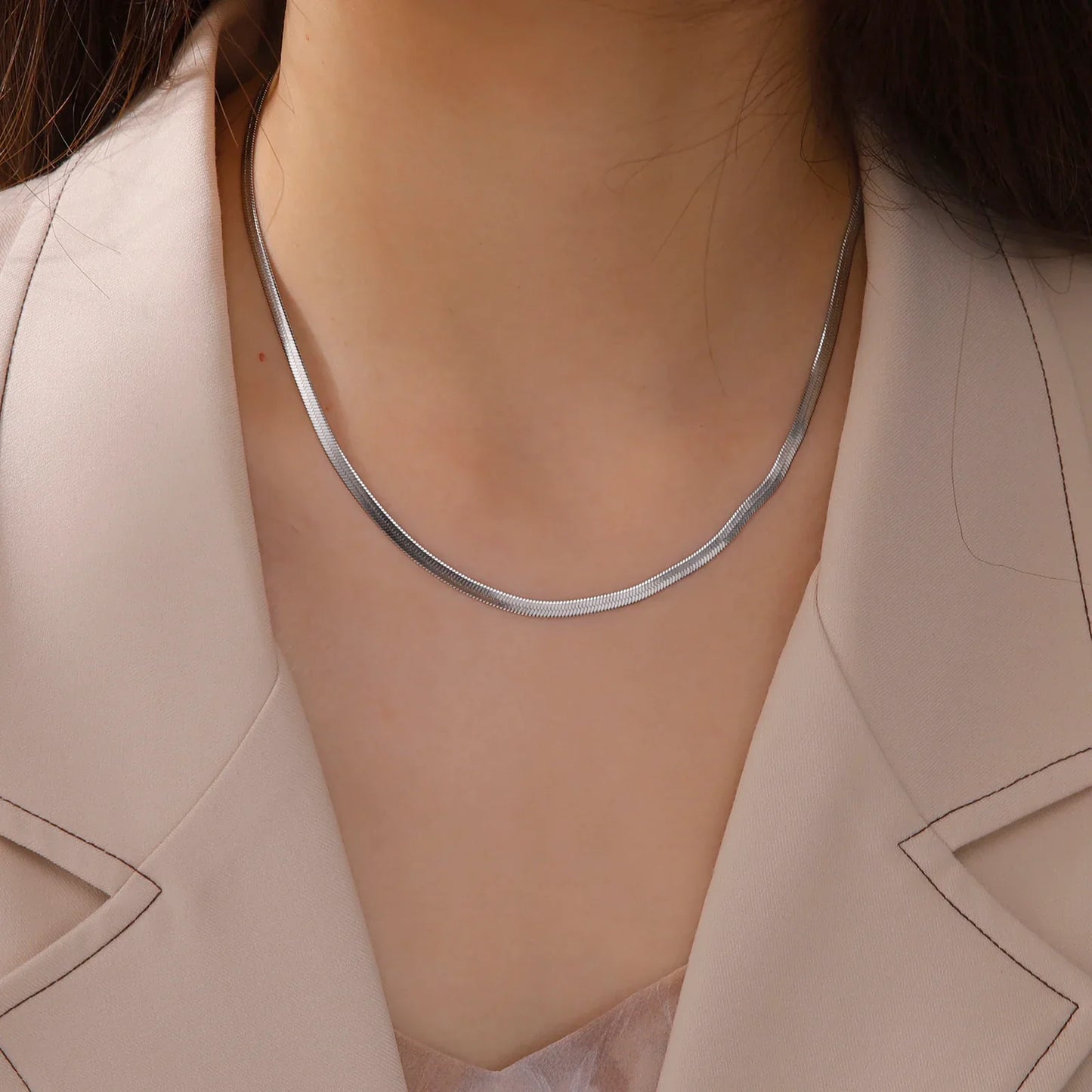 Stainless Steel Snake Chain Necklace for Women Men Gold Color Herringbone Choker Neck Chains 2026 Trend Jewelry Gift Hot