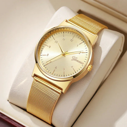 1PCs Women's Noble Temperament Watch Trend Simple Ladies' Luxury Mesh Strap Analog Quartz Watch The Best Choice For Girls' Gifts