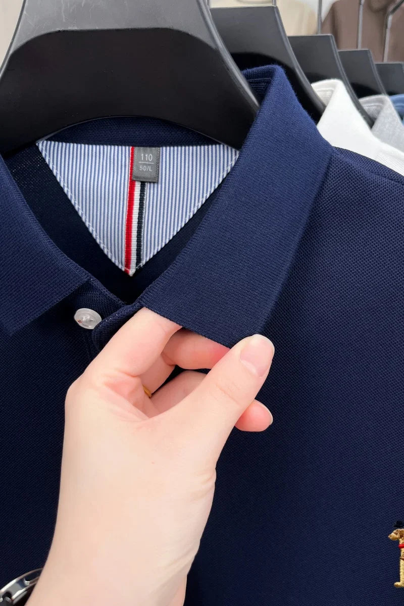 Brand Design Men's Polo Shirt Lapel Short Sleeve T-Shirt Summer New Exquisite Dog Embroider Fashion Business Handsome Men's Wear
