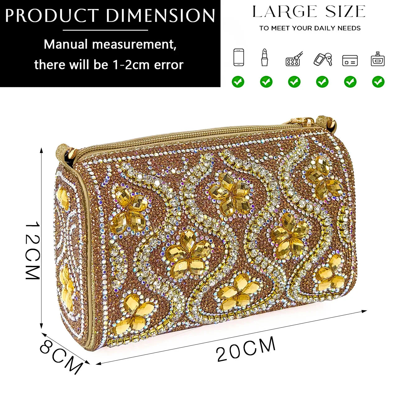 Elegant Rhinestone Pointed-Toe Pumps With Matching Bag Set Large Capacity Bag for Women's Party High Heels