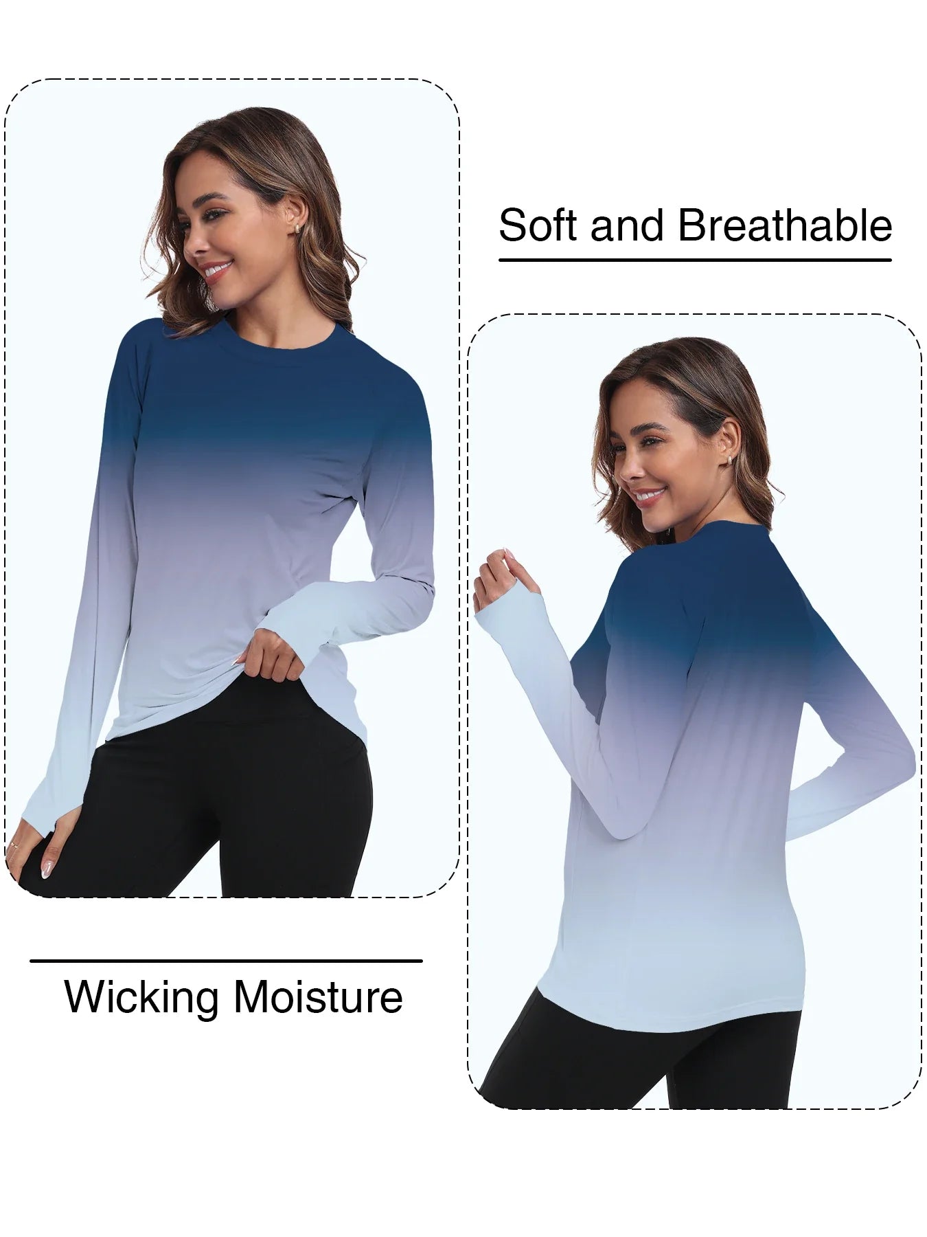 Women's UPF 50+ Sun Shirts Long Sleeve UV Protection Rash Guard Lightweight Quick Dry SPF Hiking Tops Outdoor