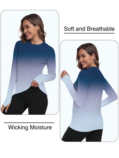 Women's UPF 50+ Sun Shirts Long Sleeve UV Protection Rash Guard Lightweight Quick Dry SPF Hiking Tops Outdoor