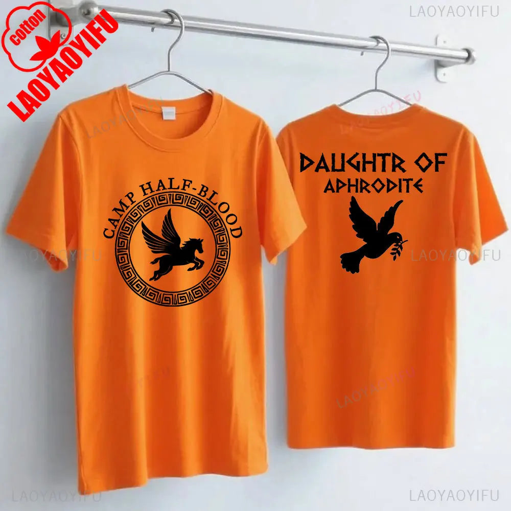 Camp Half Blood Men Women T-shirt 2 Sided TShirt Summer Greek Mythology Zeus Athena's Daughter Print Halloween Orange Tops