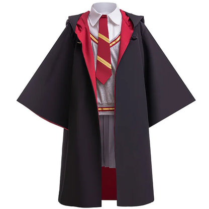 Children's Halloween Movie Cosplay Costume Girls Striped Top + Cape Casual Suit Carnival Halloween Birthday Magic School Dress