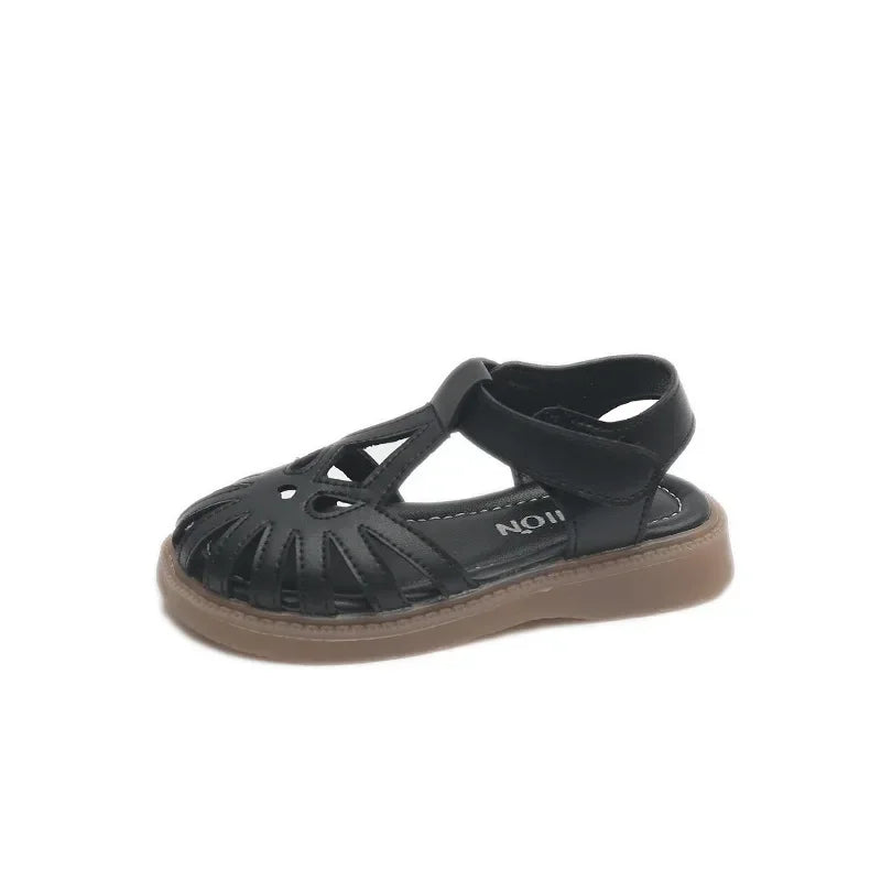 Children's Soft-soled Shoes Summer T-Strap Closed Toe Little Girls Princess Fashion Anti-Slip Korean Style Boys Beach Sandals