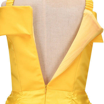 Fantasia Bela Adormecida Menina Vestido Amarelo Halloween A Bela e a Fera Fantasias Festa de Aniversário Meninas Roupas Infantis Vestido de Baile