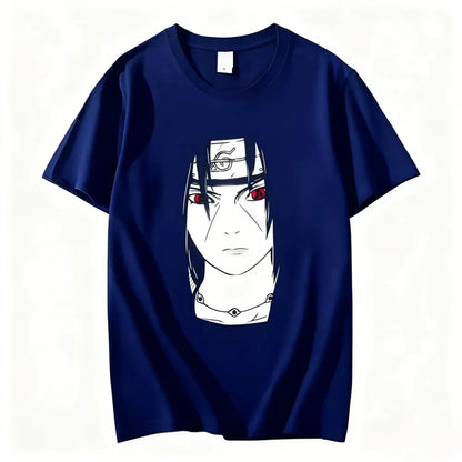 Floral Print T-Shirt Soft Breathable Casual Comfortable Anime Naruto Uchiha Itachi Printed Men Women Pure Cotton Short Sleeve