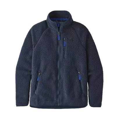 Unisex American Style Bata Fleece Jacket Stand Collar Lamb Velvet Polyester Fiber Outdoor Sport Hiking Thickened Autumn Winte...