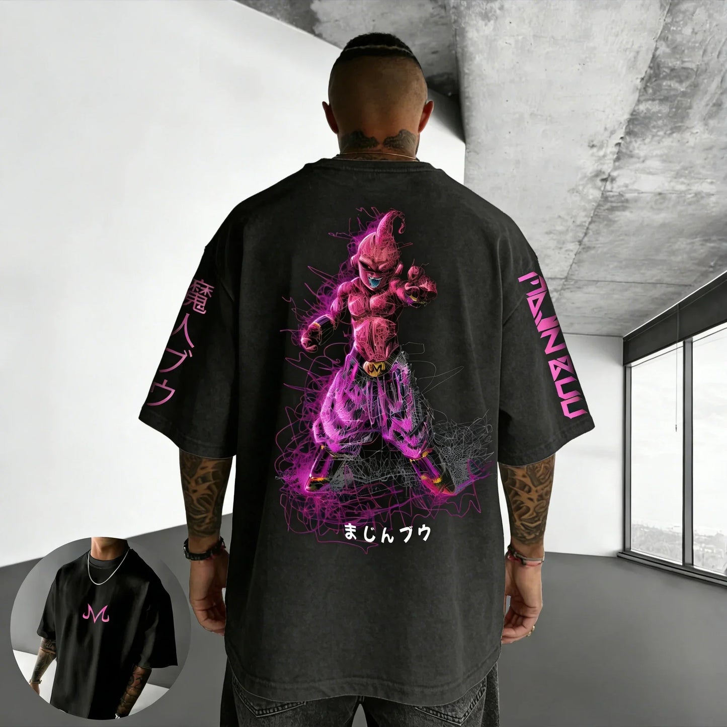 T-shirt Summer New Majin Buu Print Men and Women Harajuku Loose Casual Parent-child Short Sleeved Shirt