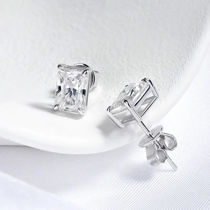 0.5CT 1CT 2CT Radiant Cut Moissanite Stud Earrings for Women Luxury Quality Jewelry 100%  925 Sterling Silver Plated 18K